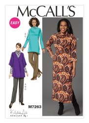 7263 EZ CARDIGAN TUNIC DRESS LO RISE PANTS KNIT PATTERN 8-16